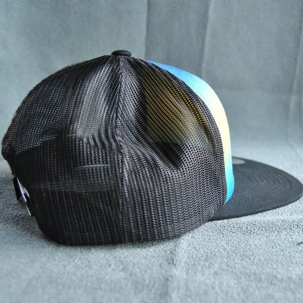 Hurley Black w/ Blue & Yellow Gradient Design Snapback Trucker Hat